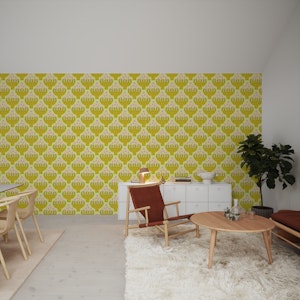HAPPY TULIPS Mod Retro Flowers Green Butter