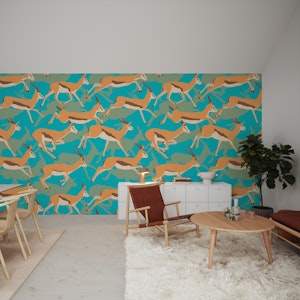 Running Gazelles on Robin Egg Blue large