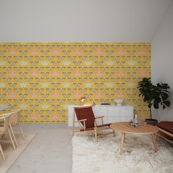 Retro Butterflies Mustard