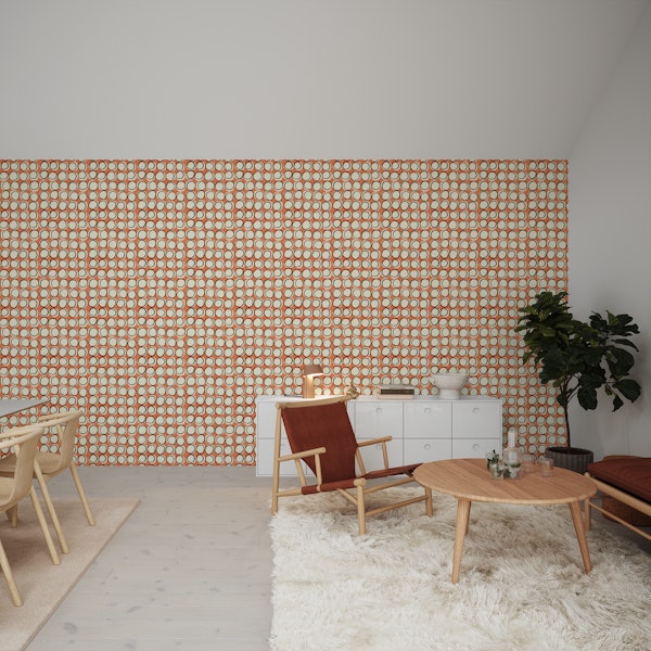 Overlapping Circles - Peach Cream Black