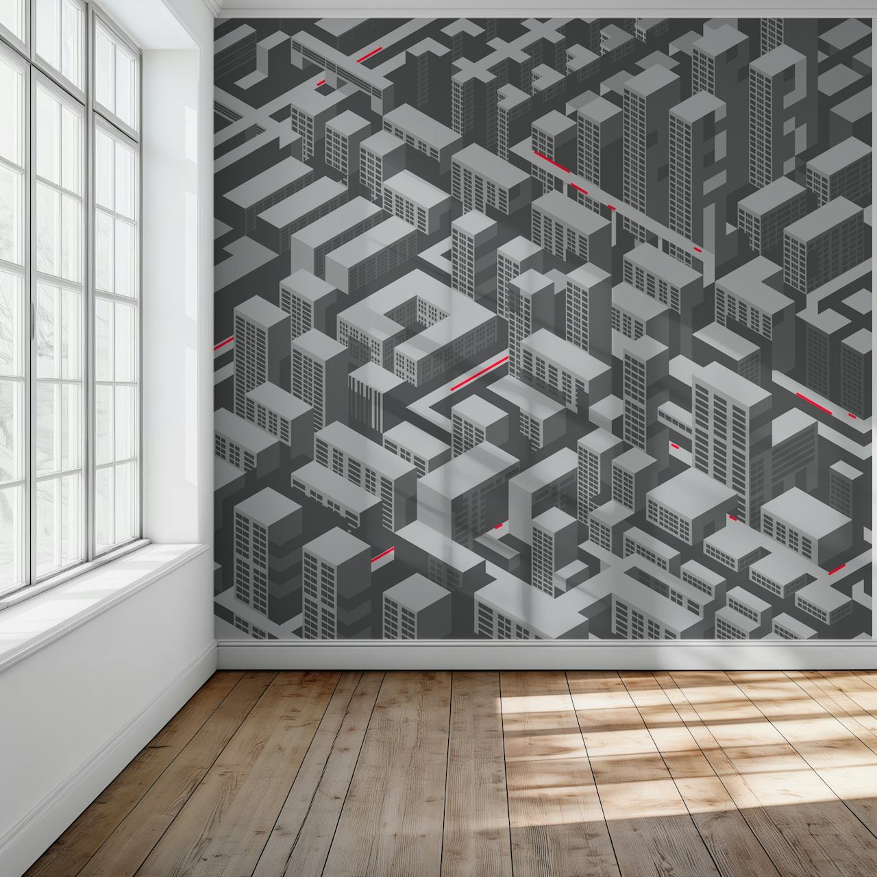Brutalist Utopia wallpaper in a room setting