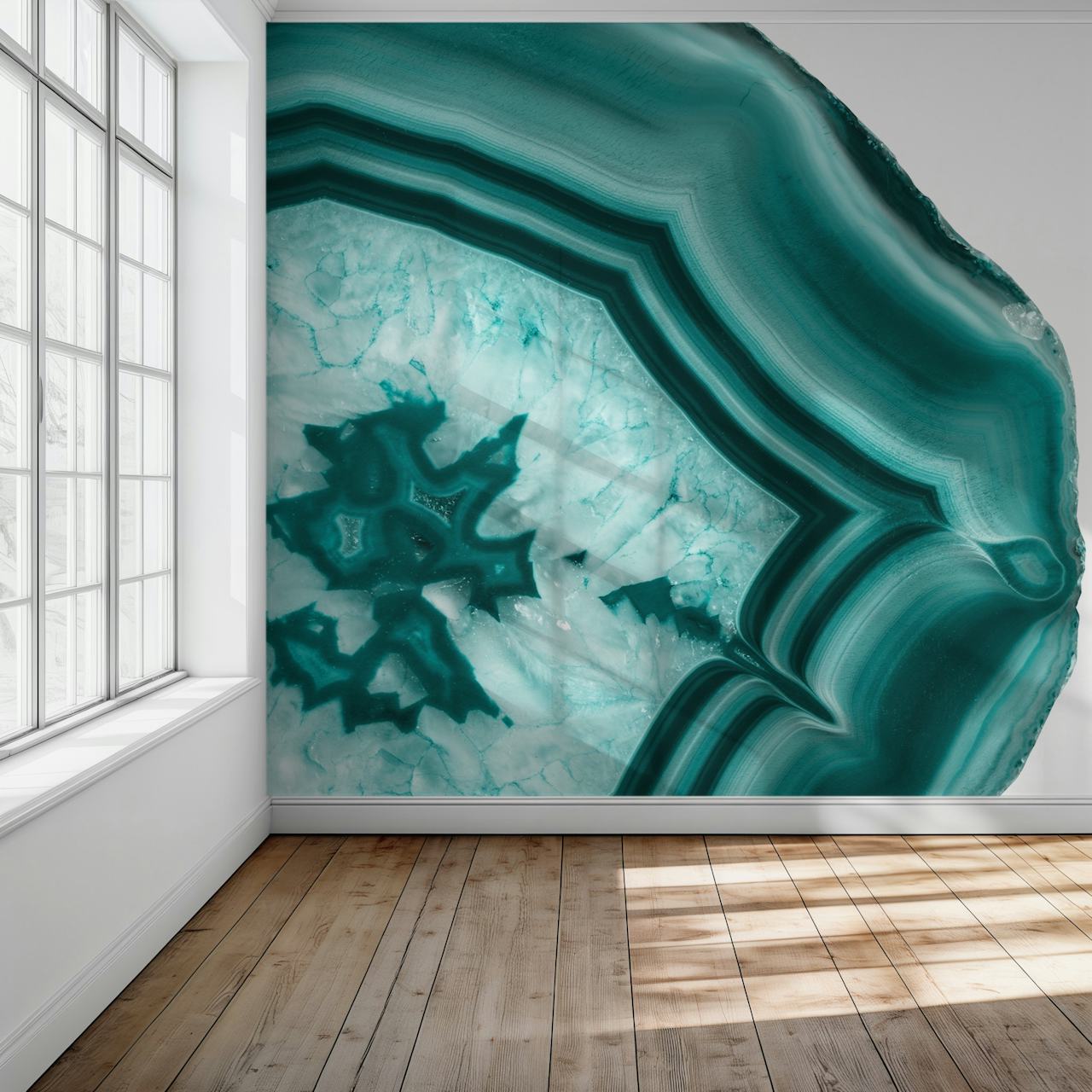 Teal and emerald agate pattern wall mural from Happywall