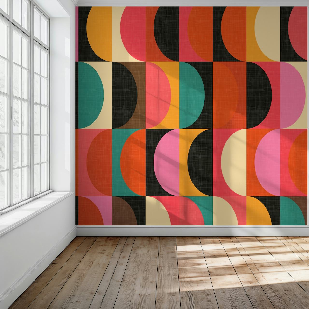 Wzór tapety Vibrant Mid Century Modern Shapes