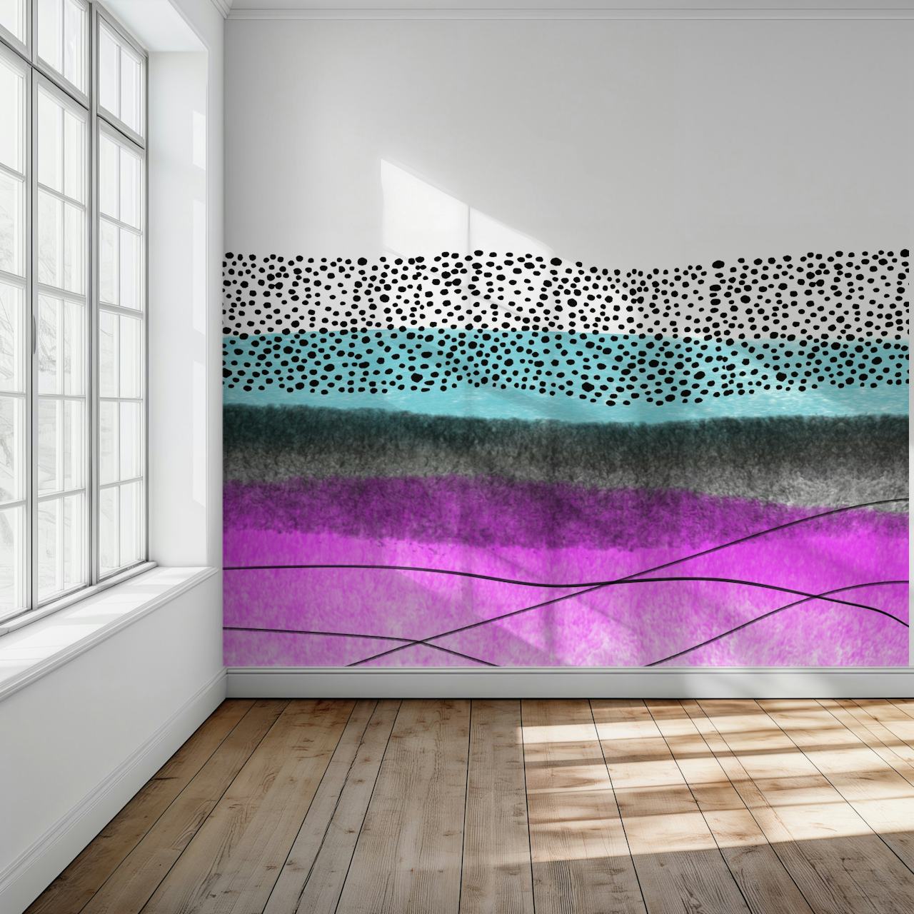 Vibrant Horizon behang in een kamer