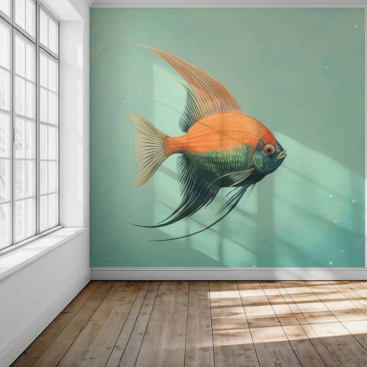 Papel pintado Minimal Angelfish en una habitación
