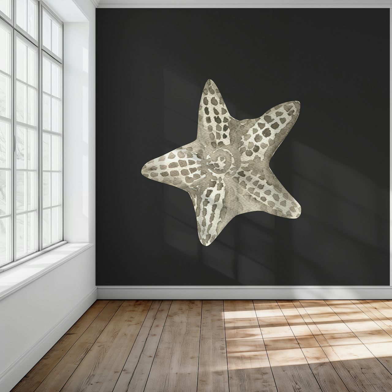 Ocean starfish illustration wallpaper in a room