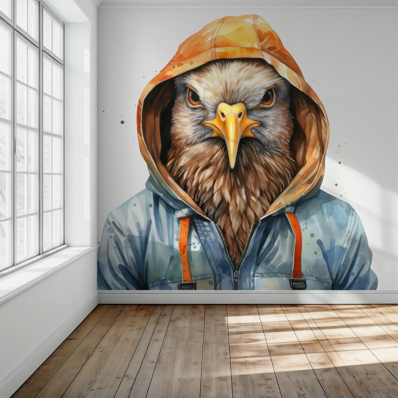 Watercolor cartoon partridge wallpaper w pokoju