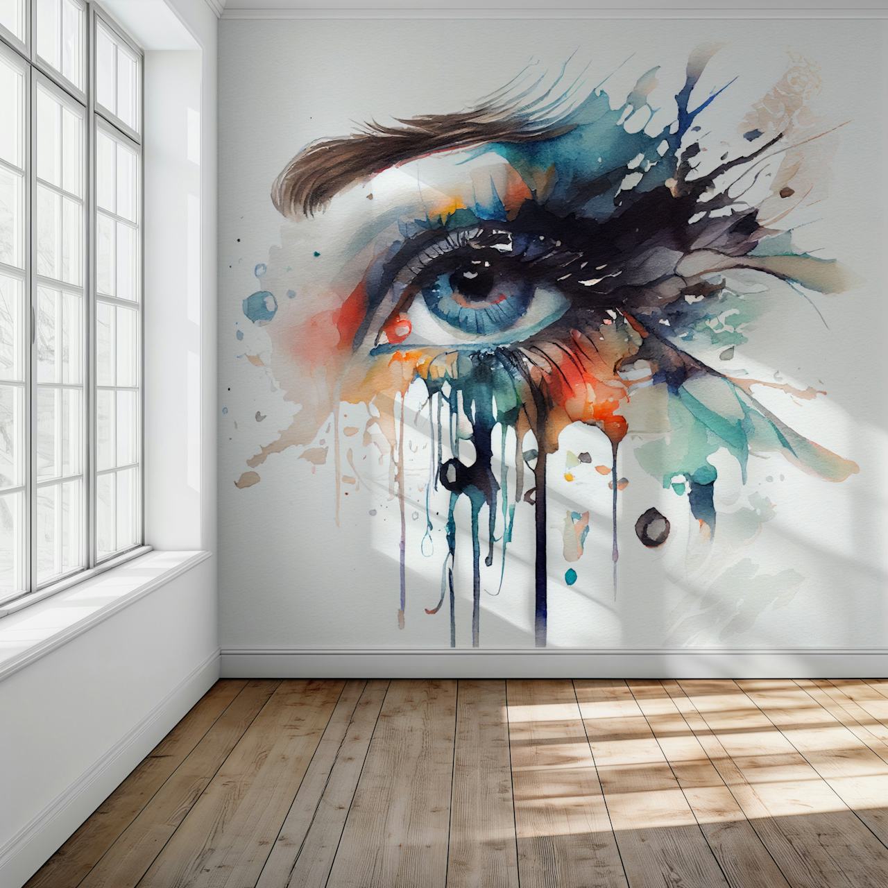 Aqua Gaze Watercolor Eye Portrait wallpaper