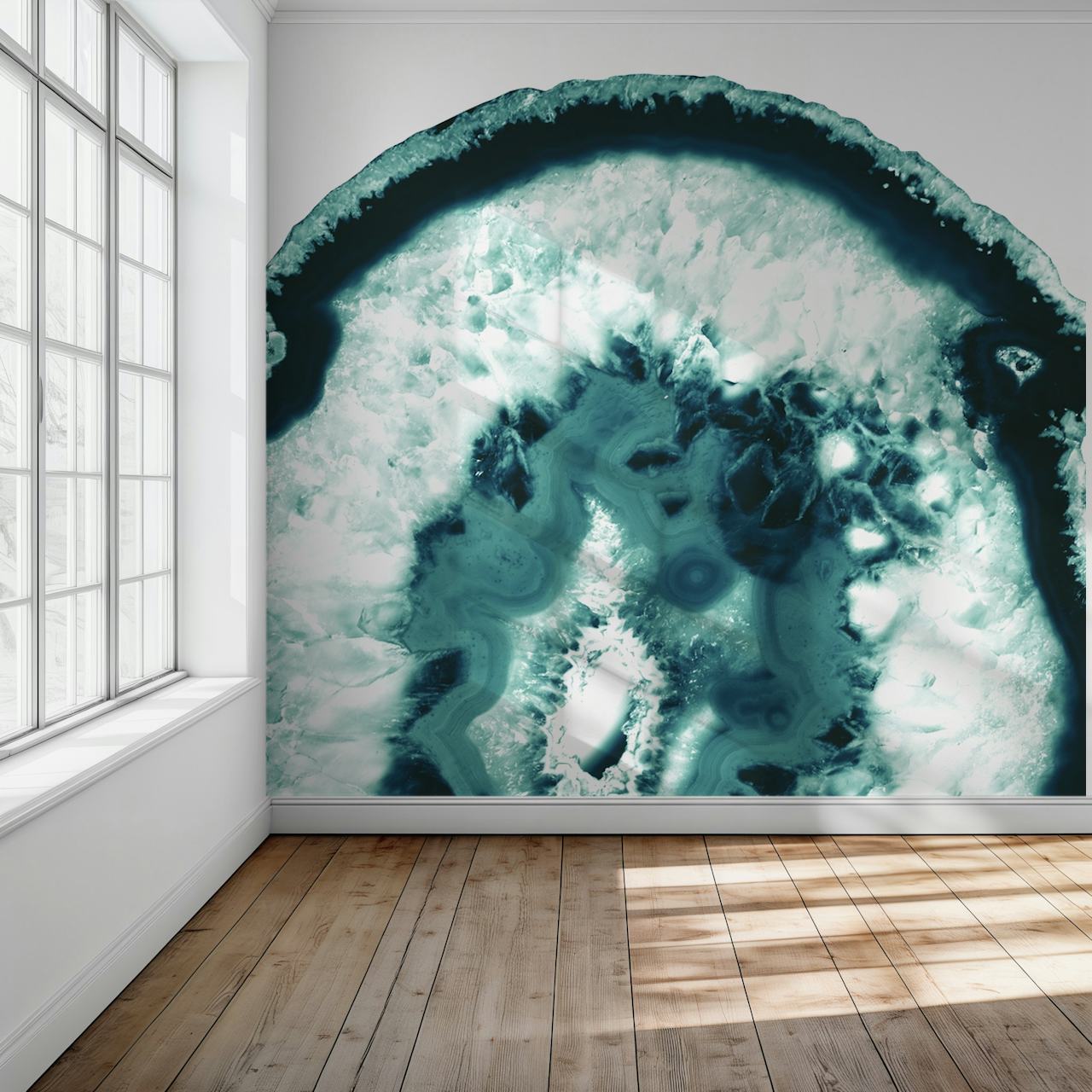 Teal agate pattern with white highlights wallpaper
