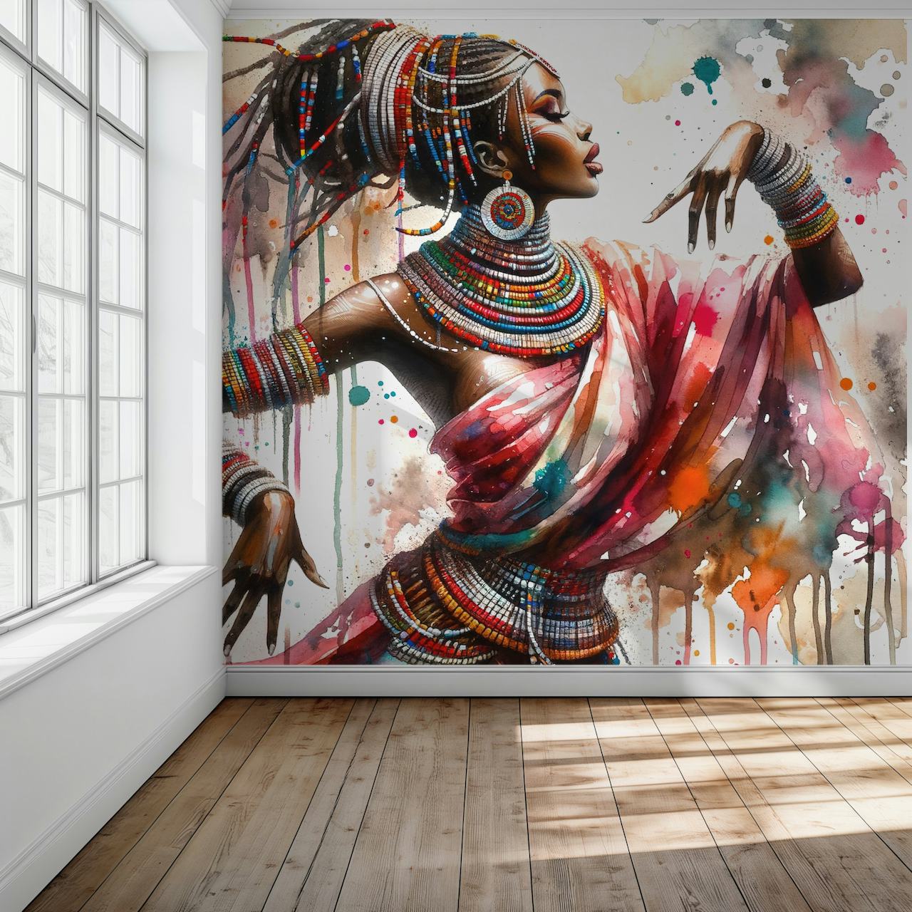 Watercolor African Dancer tapety v pokoji