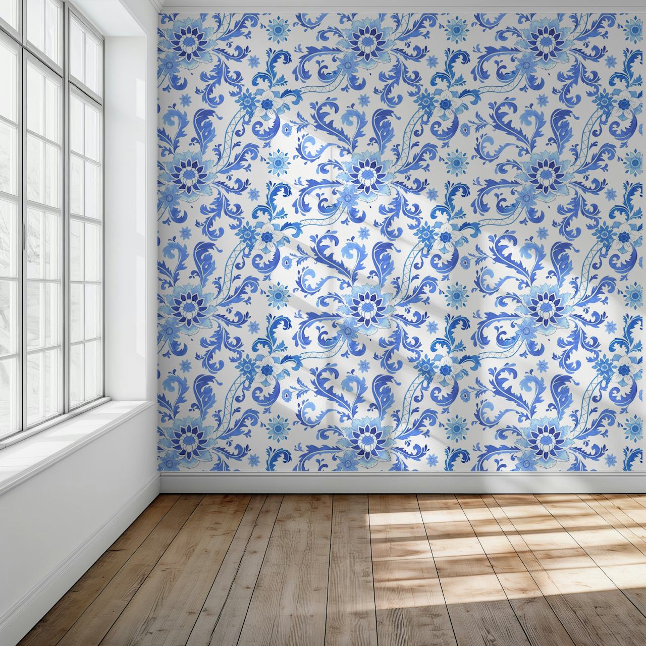 Blue Chinoiserie Chic wallpaper design