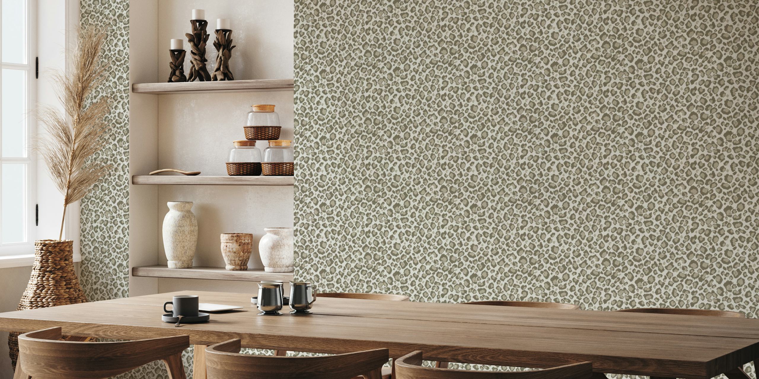 Leopard Pattern Beige Olive papel de parede