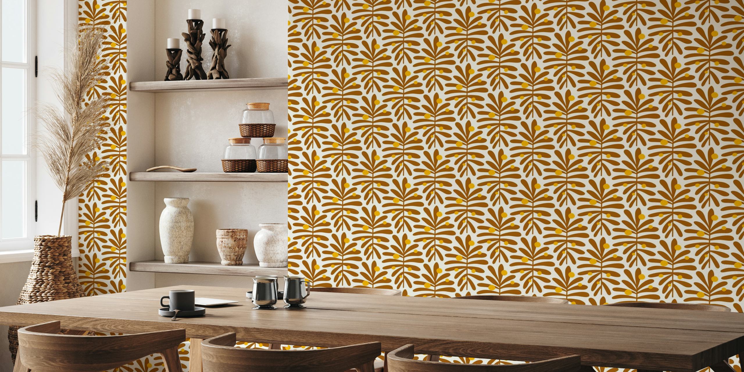 2867 D - abstract leaves pattern, brown papel pintado