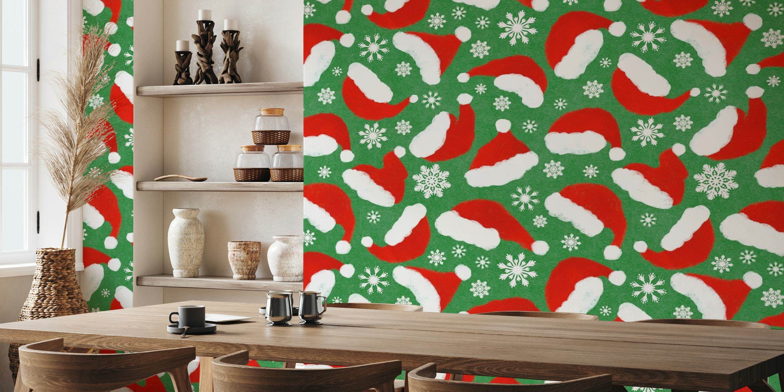 Santa Hats on Green Background tapetit