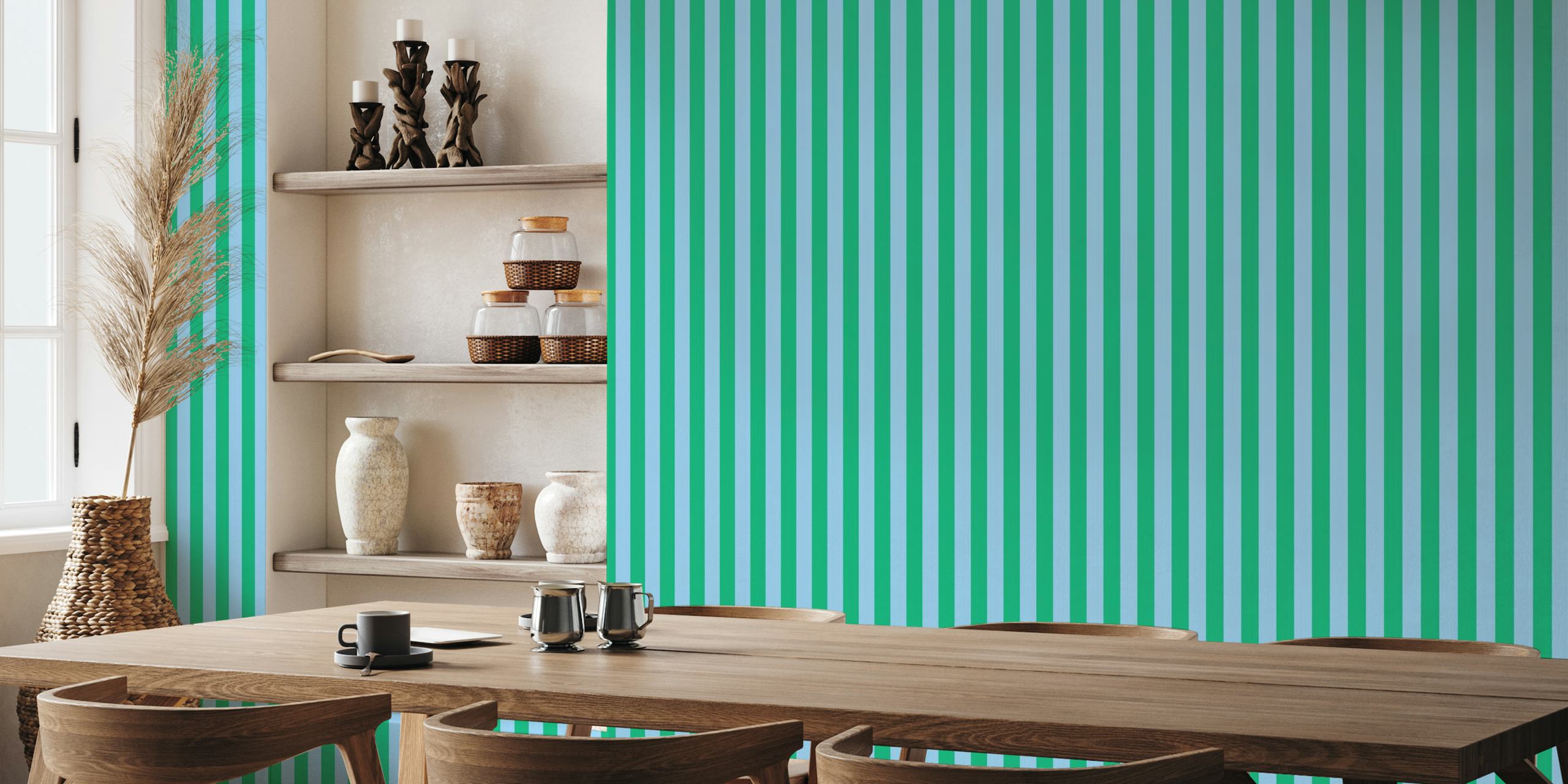 Green and blue stripes papel pintado