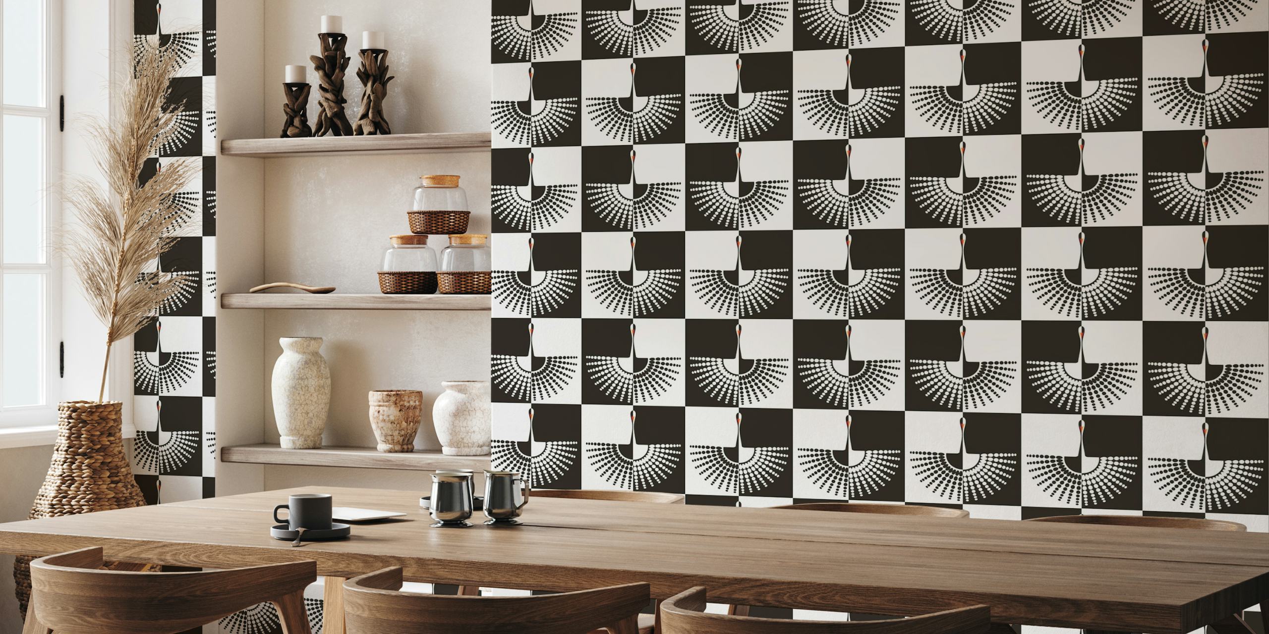 Checkered Swan papel de parede