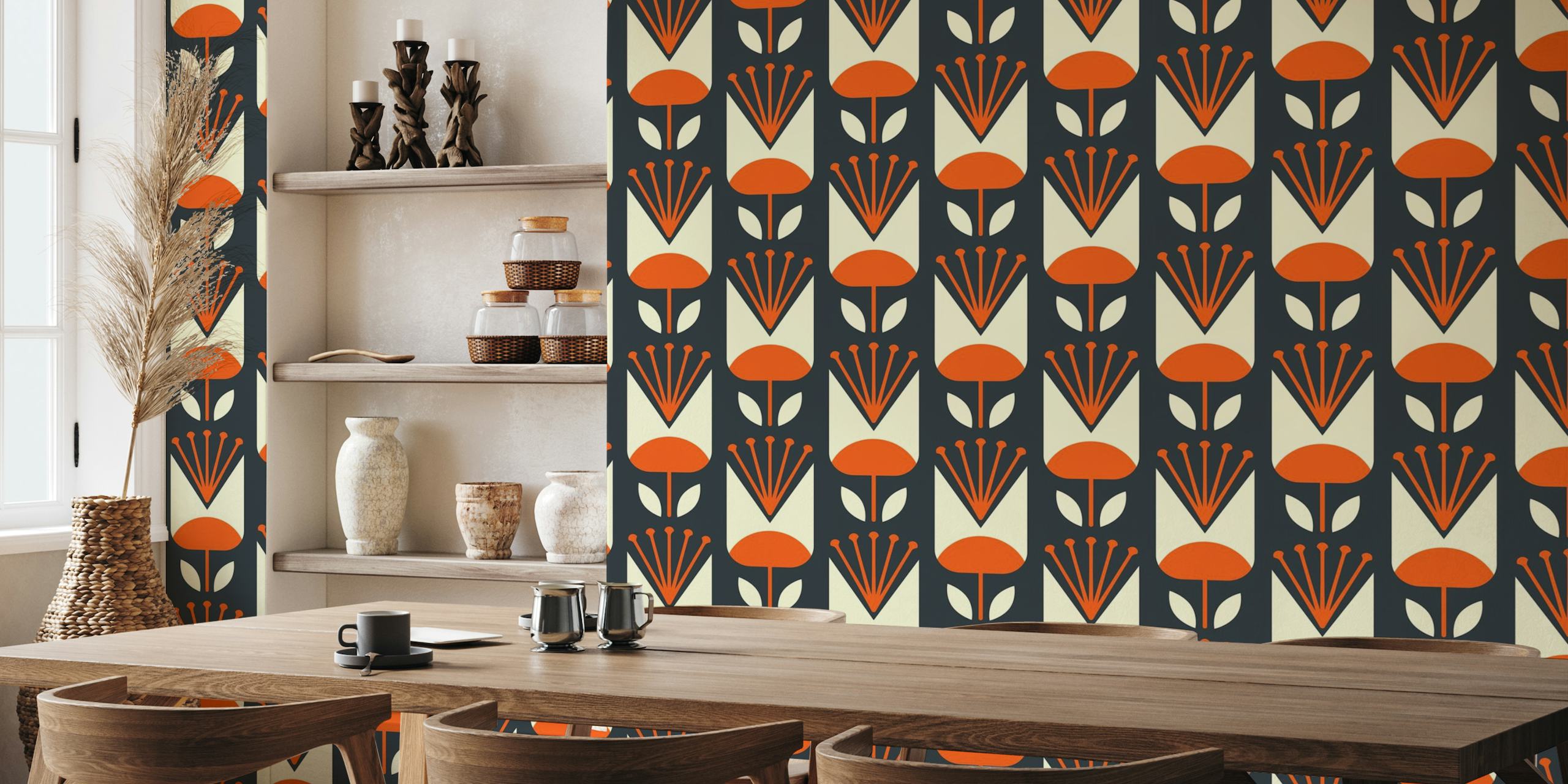 Scandinavian retro tulips pattern (2405) wallpaper