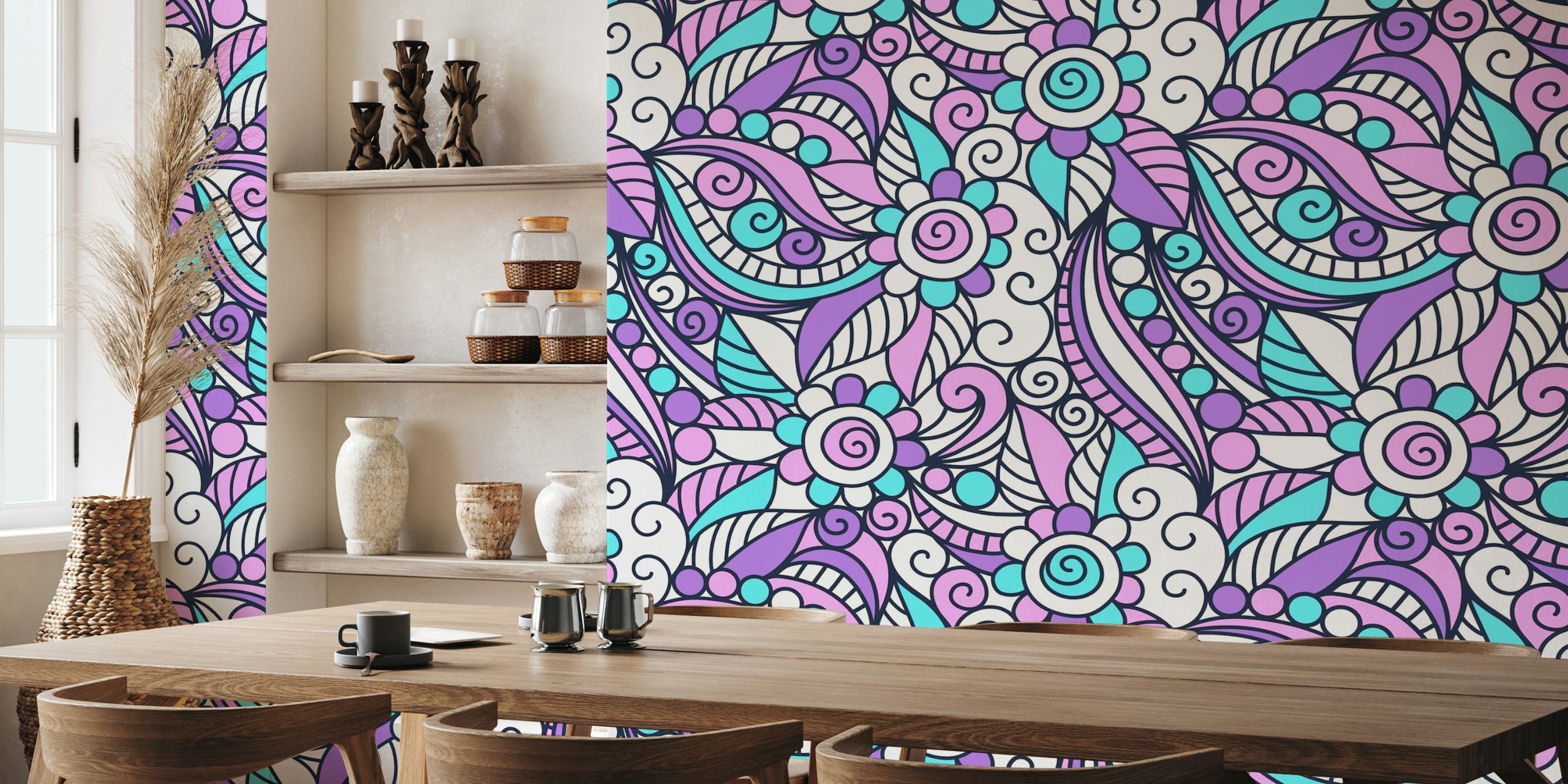 Hand drawn colorful pattern, purple (2792 A) ταπετσαρία