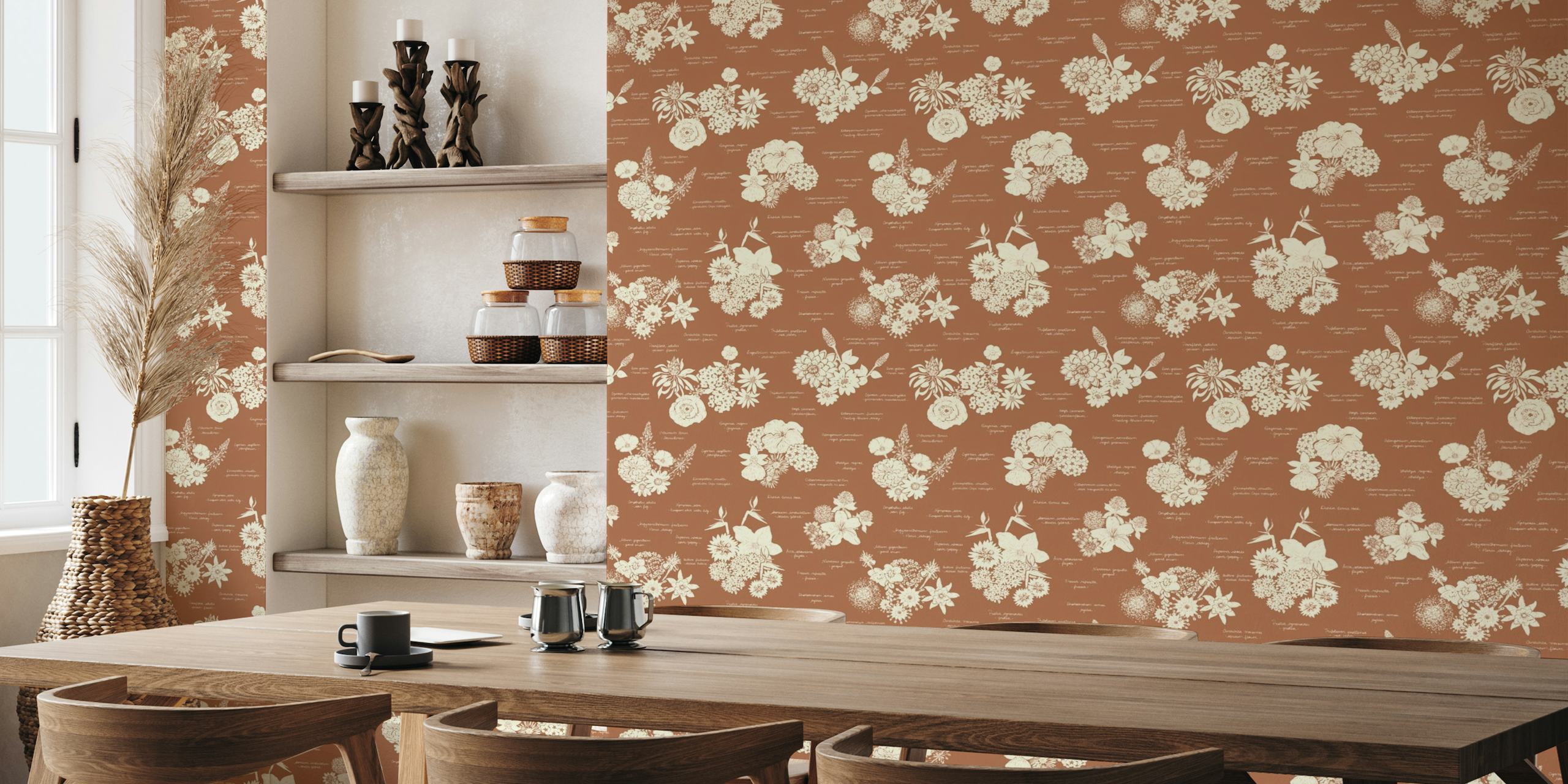 Floral Encyclopedia - Terracotta papel de parede