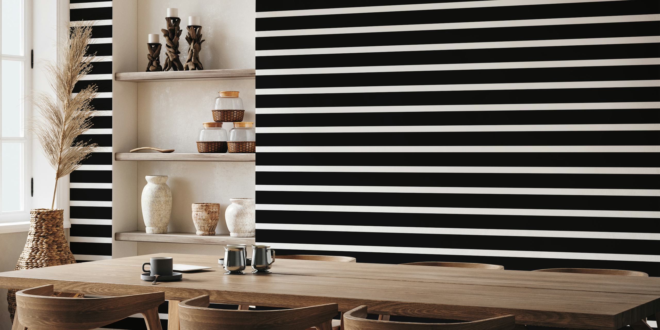 Black And White Stripe Pattern Horizontal papel de parede