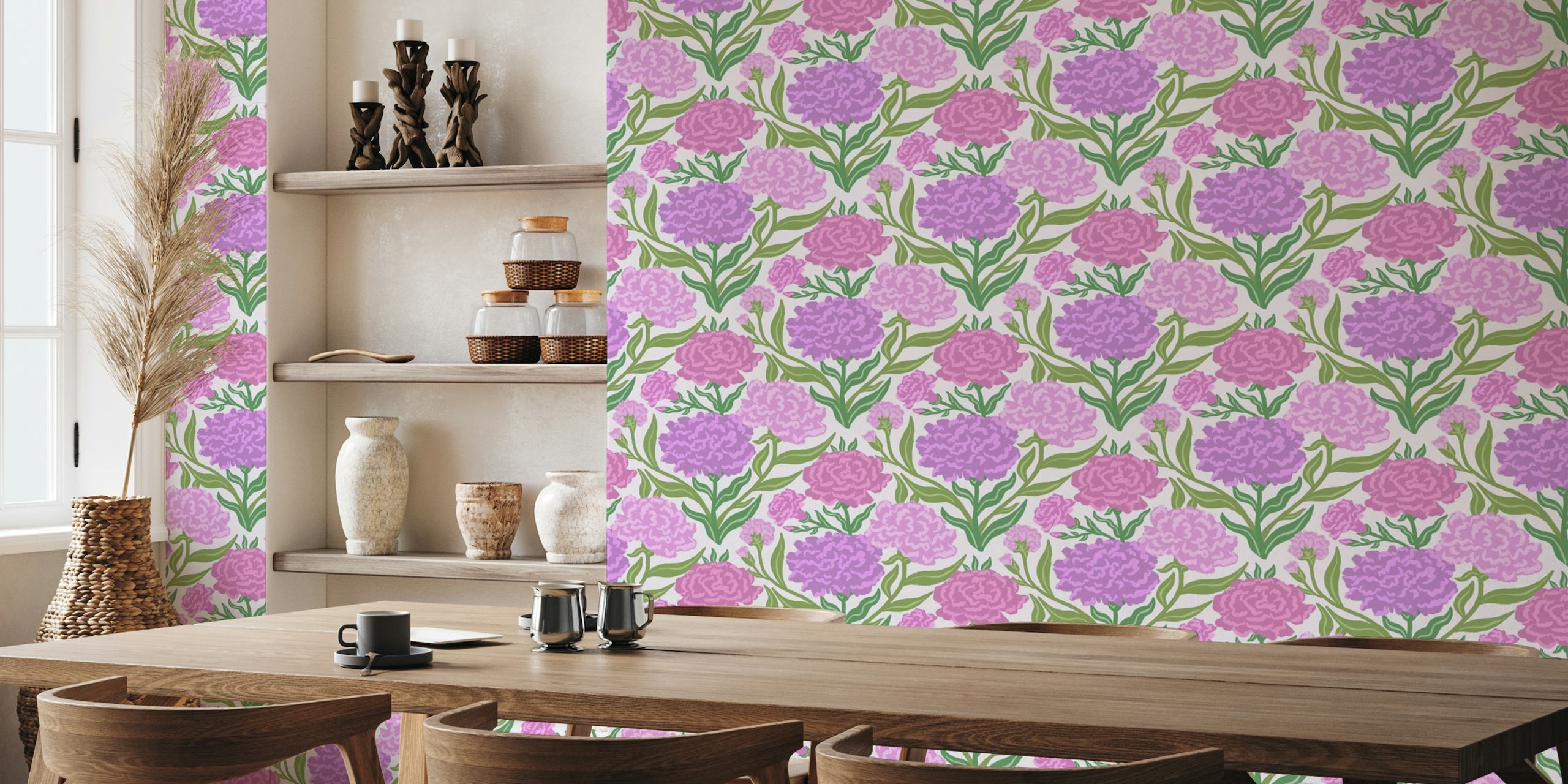 Carnations Pattern in Purple papiers peint