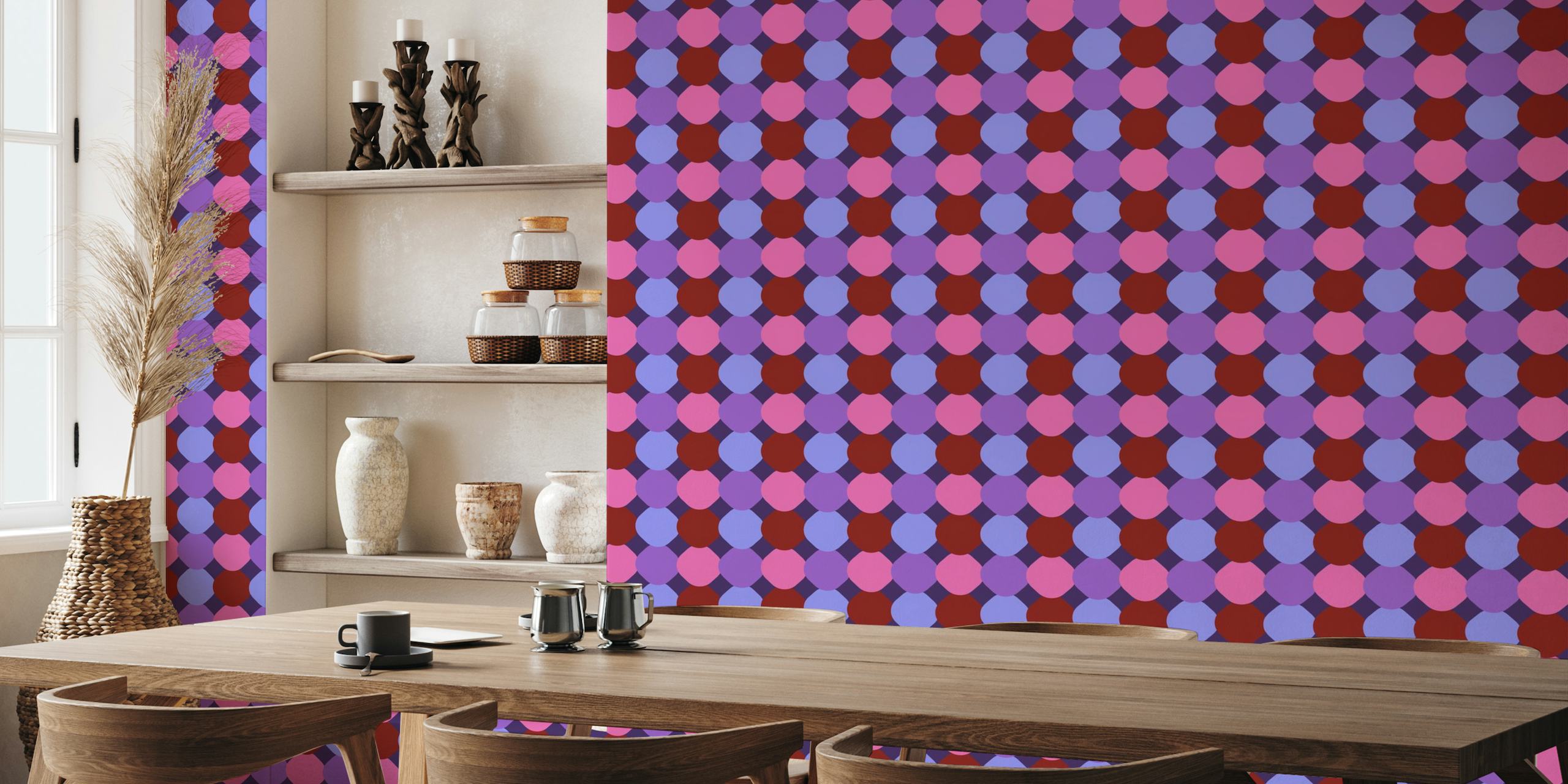 Happy retro Tiles dark Pink, purple, fuchsia tapeta