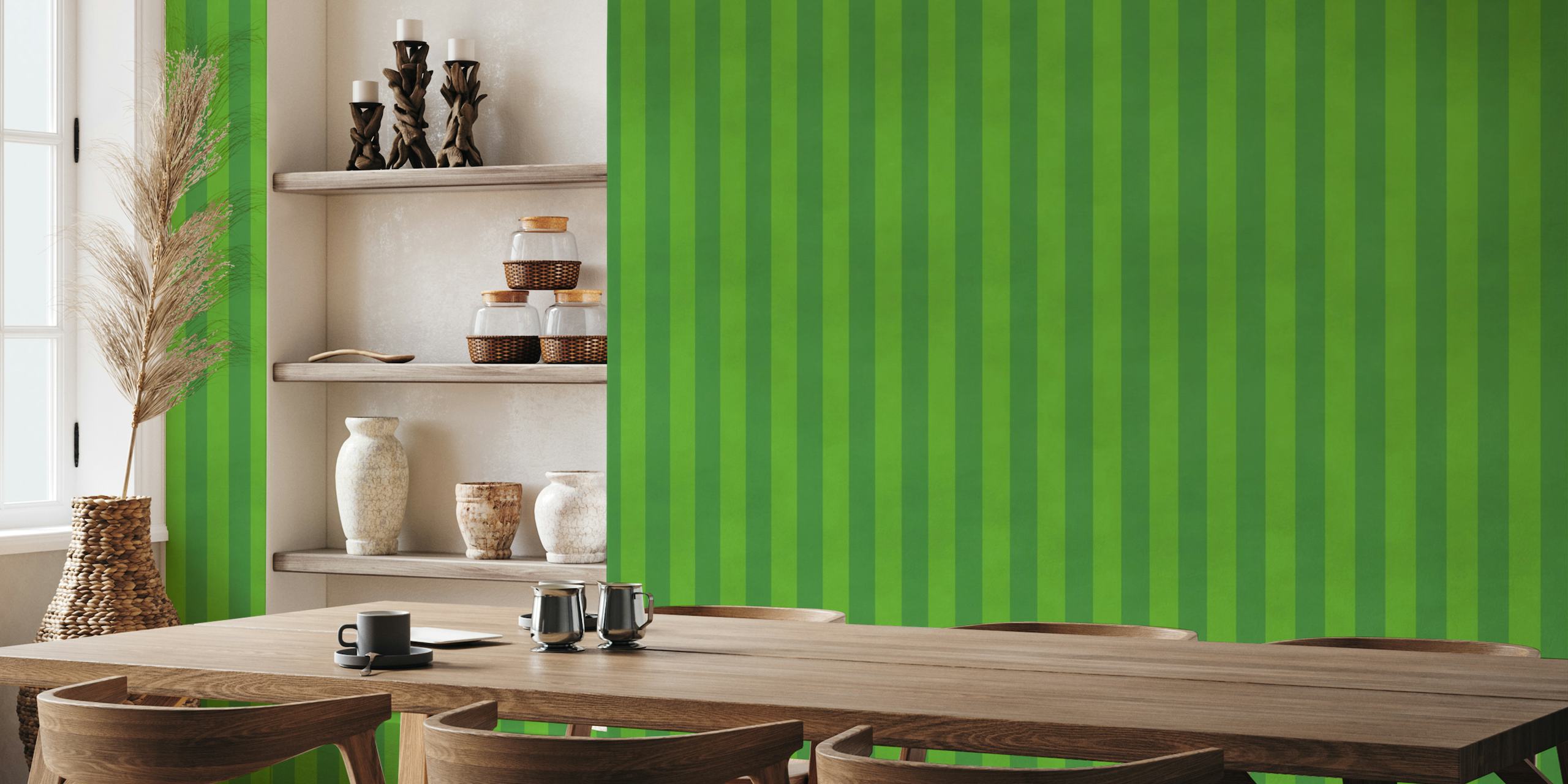 Fresh Green Stripes Pattern papel de parede
