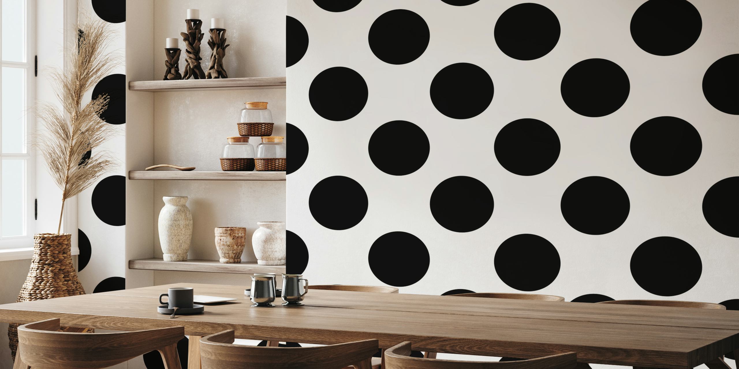 Black and White Polka Dots 2 papel de parede