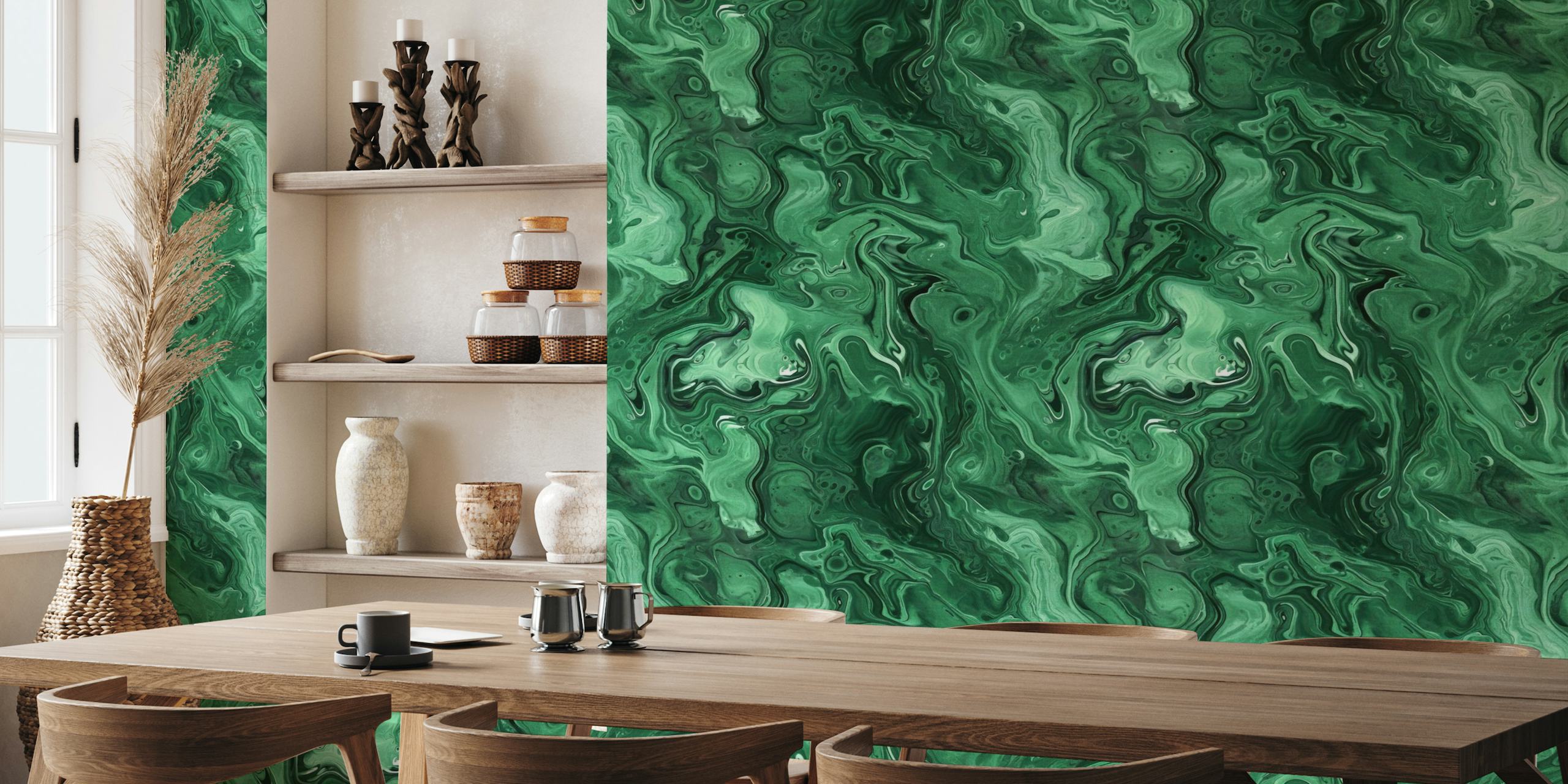 Green Malachite Marble Watercolor papel de parede