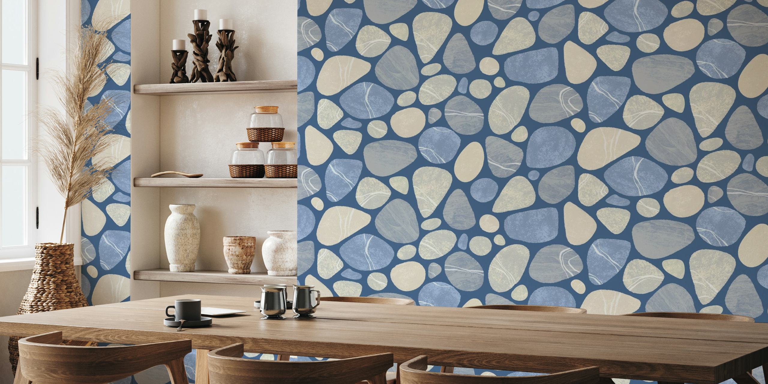 Pebble Serenity Stone Pattern Blue Grey wallpaper