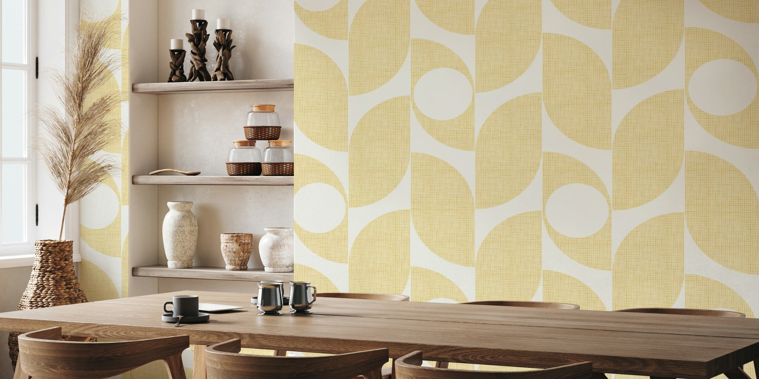 Mid century warm minimalism linnen wallpaper