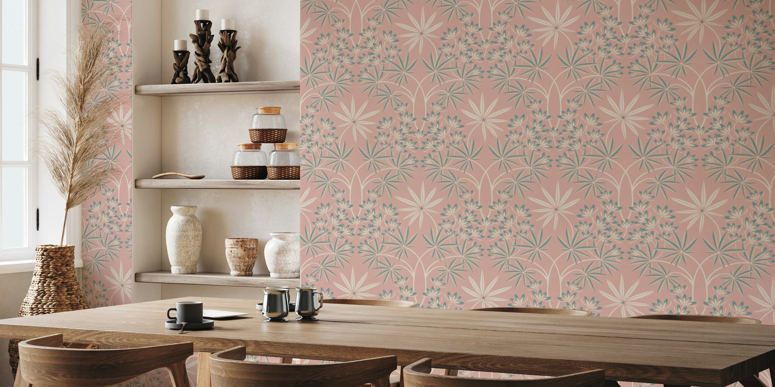GLAMOUR Cottage Floral Damask - Dusky Pink wallpaper