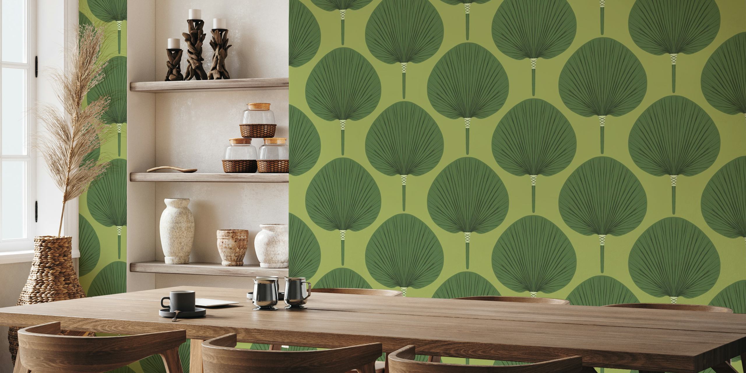 Palm leaf - Warm Green wallpaper