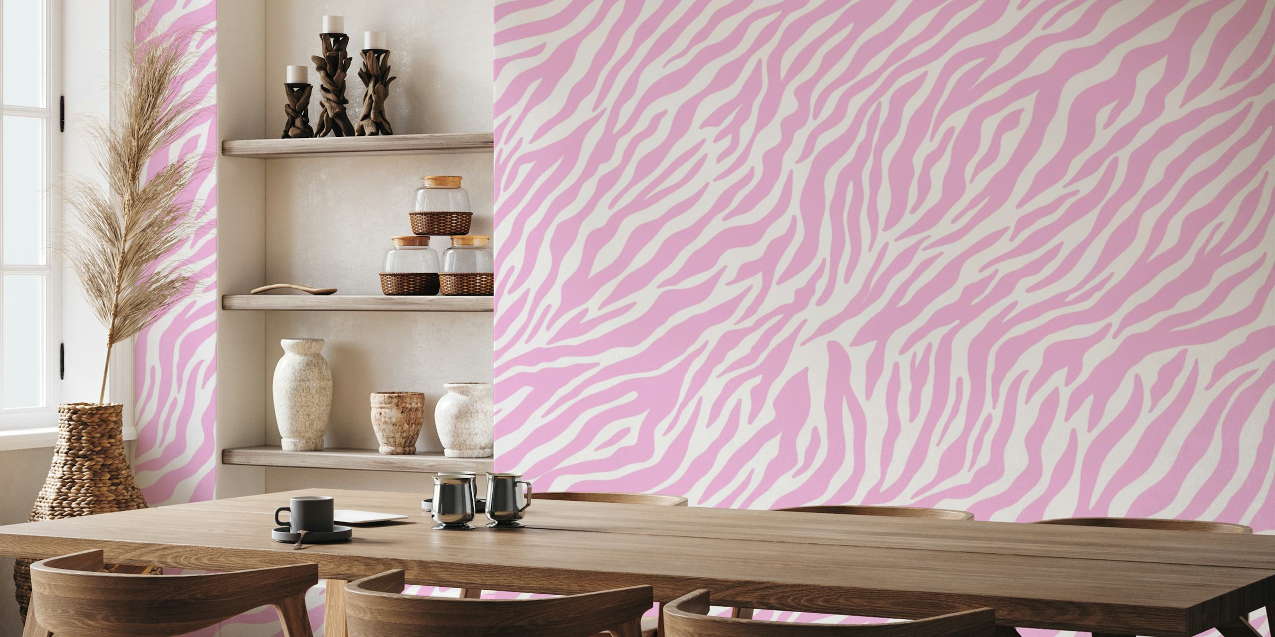 Pastel Pink Zebra Stripes papel de parede