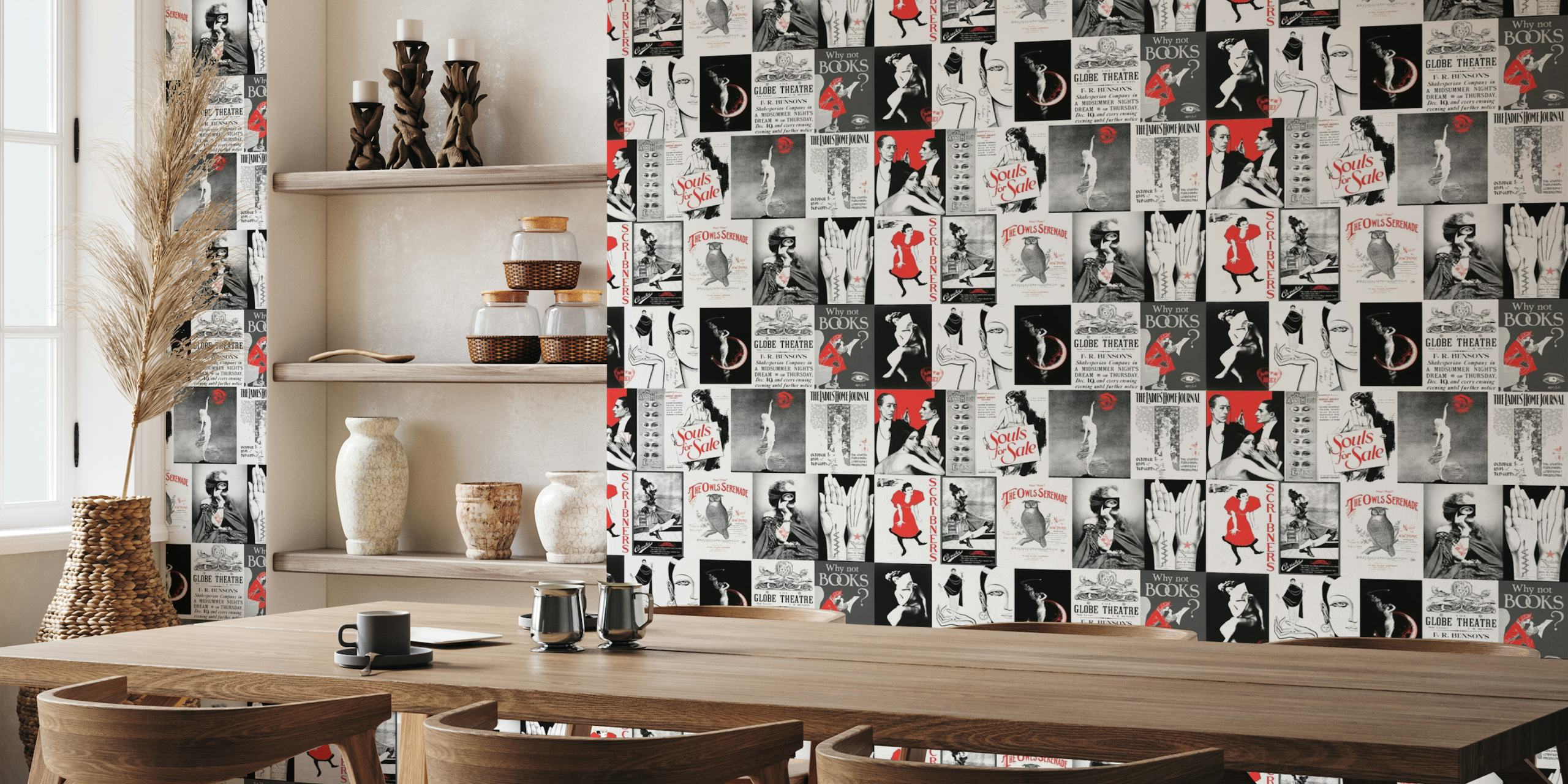 Vintage Art & Adds Mix Pattern Red tapete