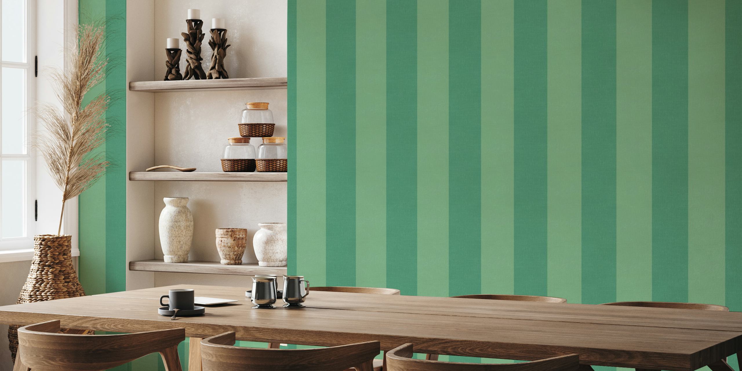 Wide textured stripes - green papiers peint