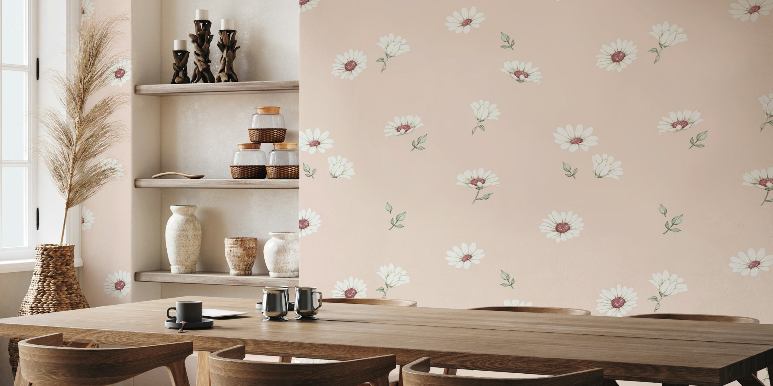 Dusty Rose Daisies wallpaper