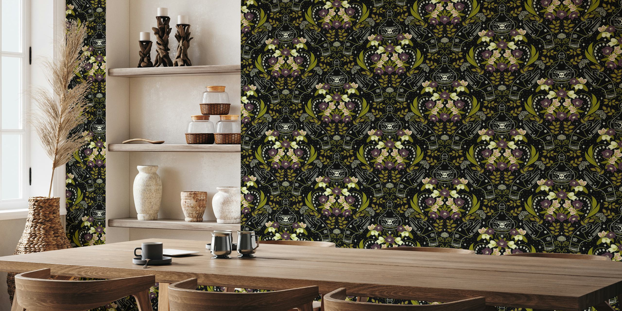 Poisonous Hell-ebore Damask tapet i et rom