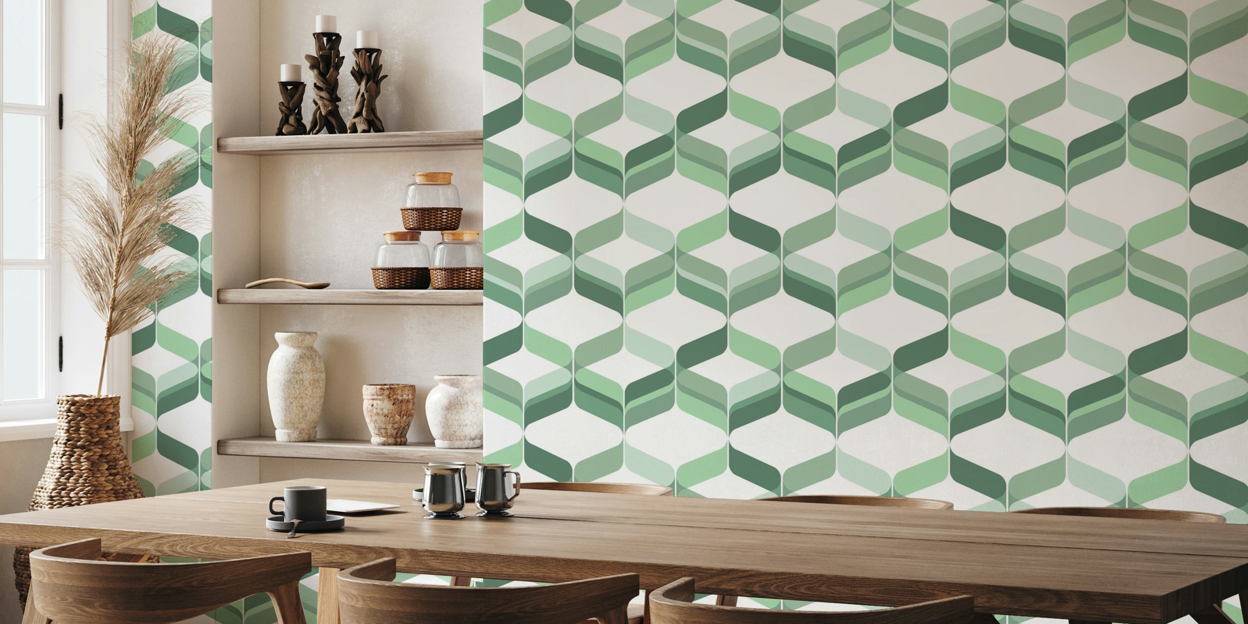 Retro Mod Ribbons Mint Shades Tapete in einem Zimmer