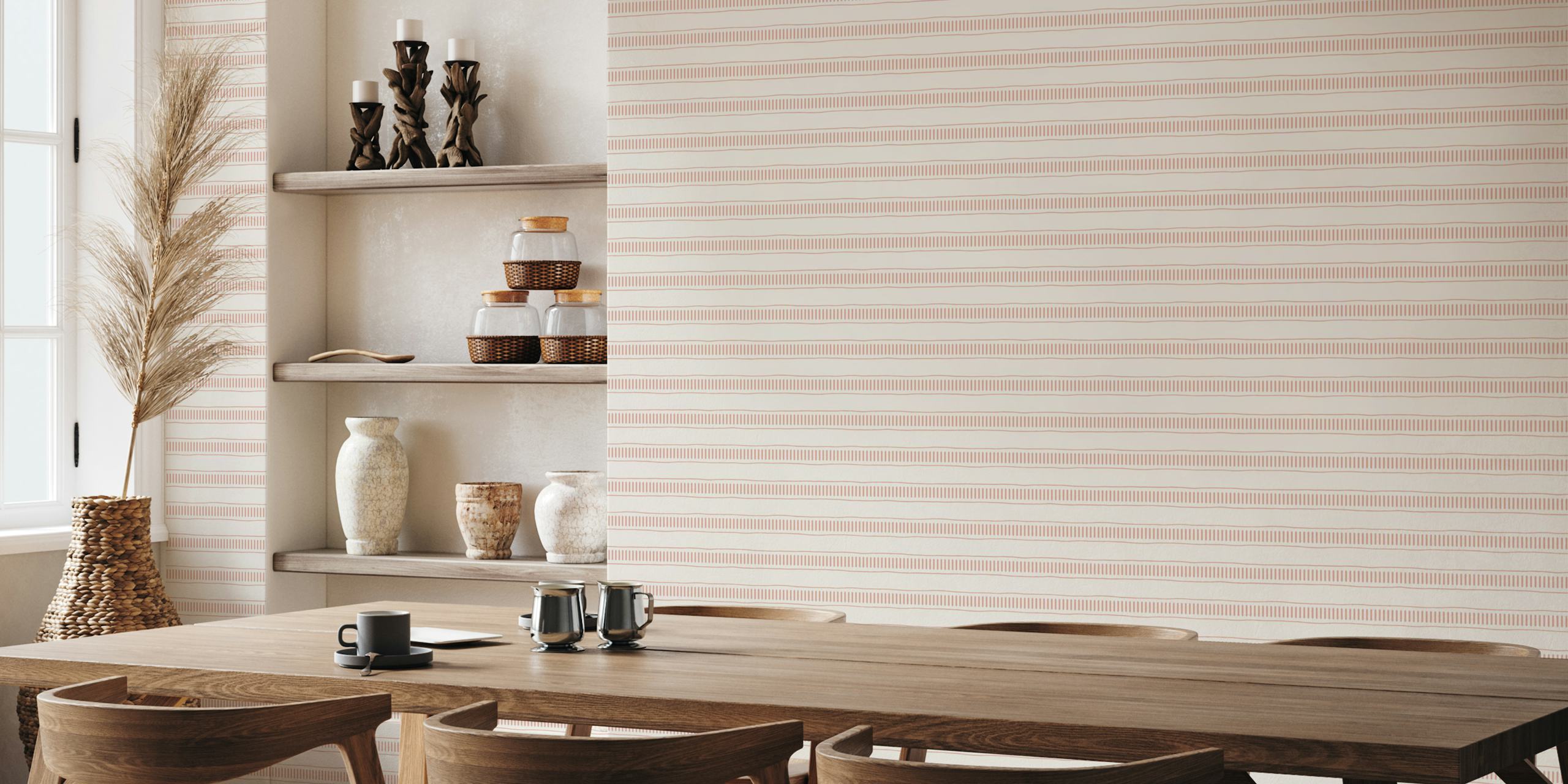 Modern Stripes Chic Pastel Blush wallpaper in a room