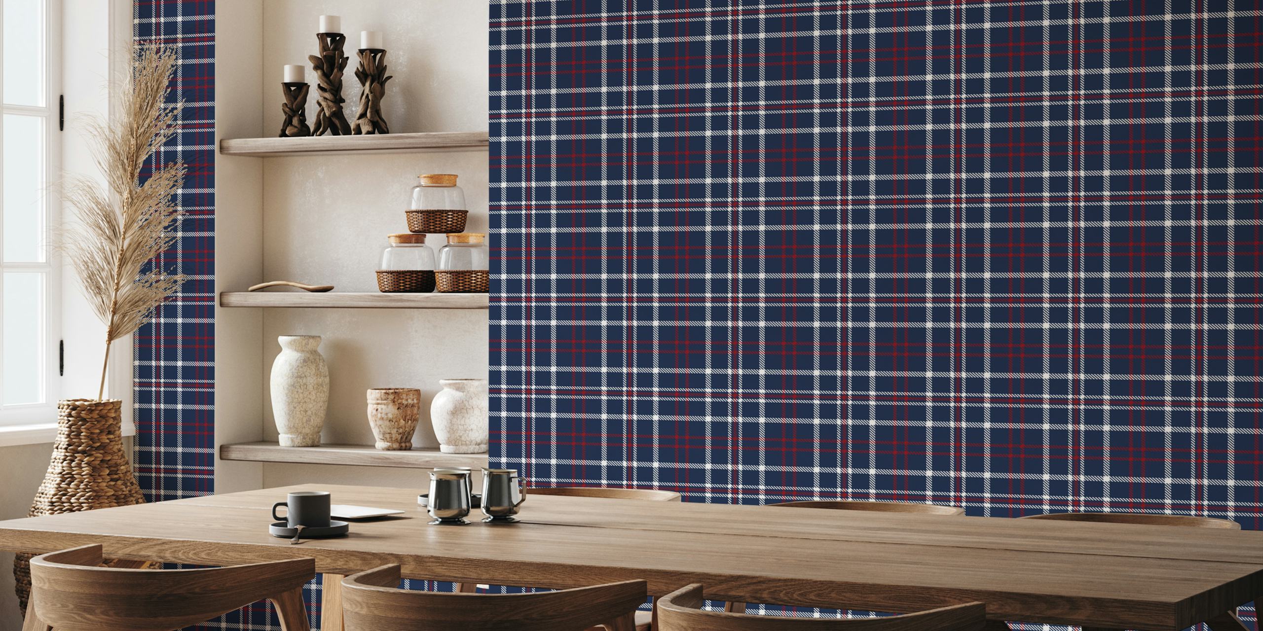 Plaid nautical wallpaper in una stanza