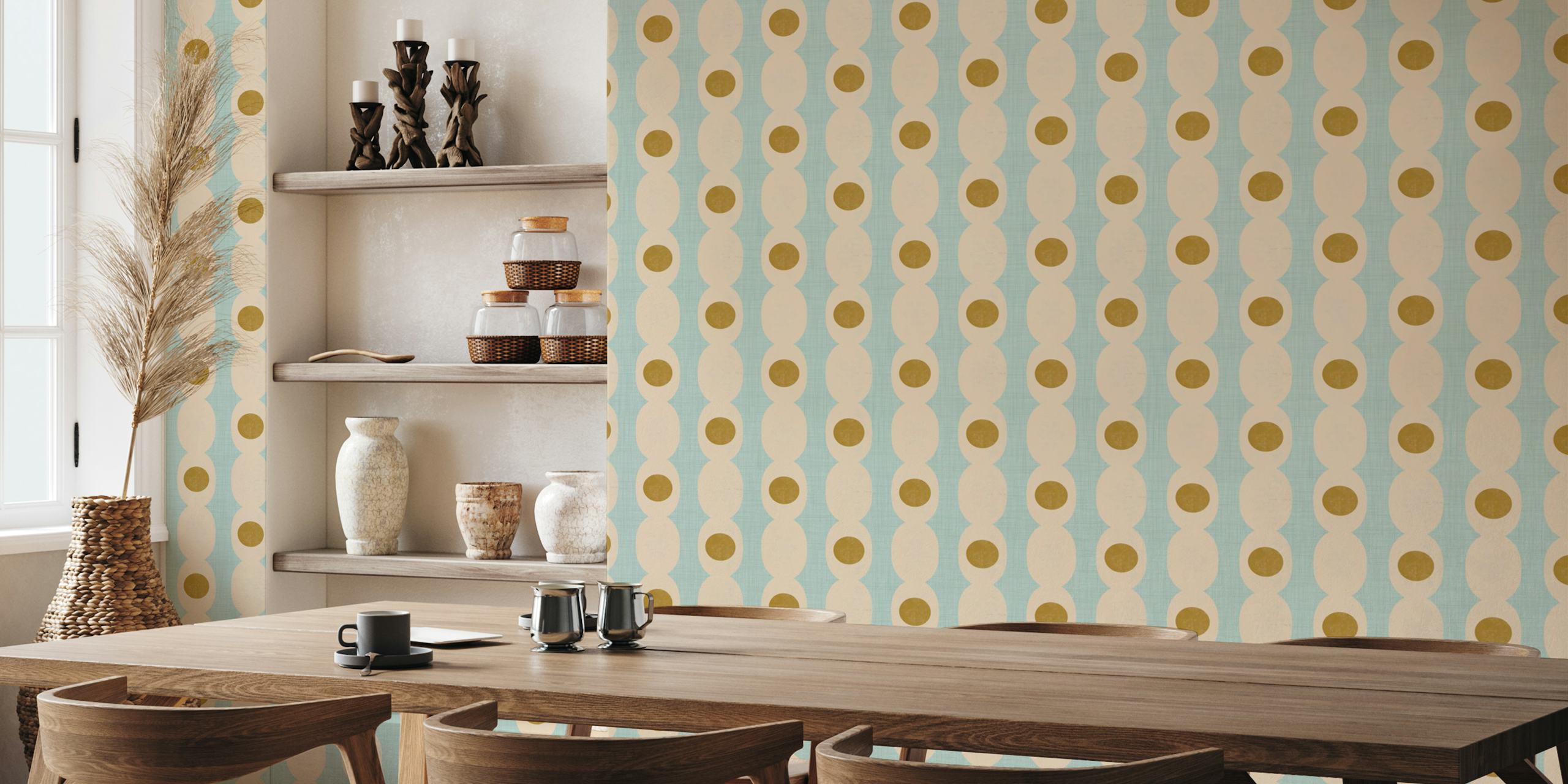 Retro Mod Geo Chain-behang in babyblauw