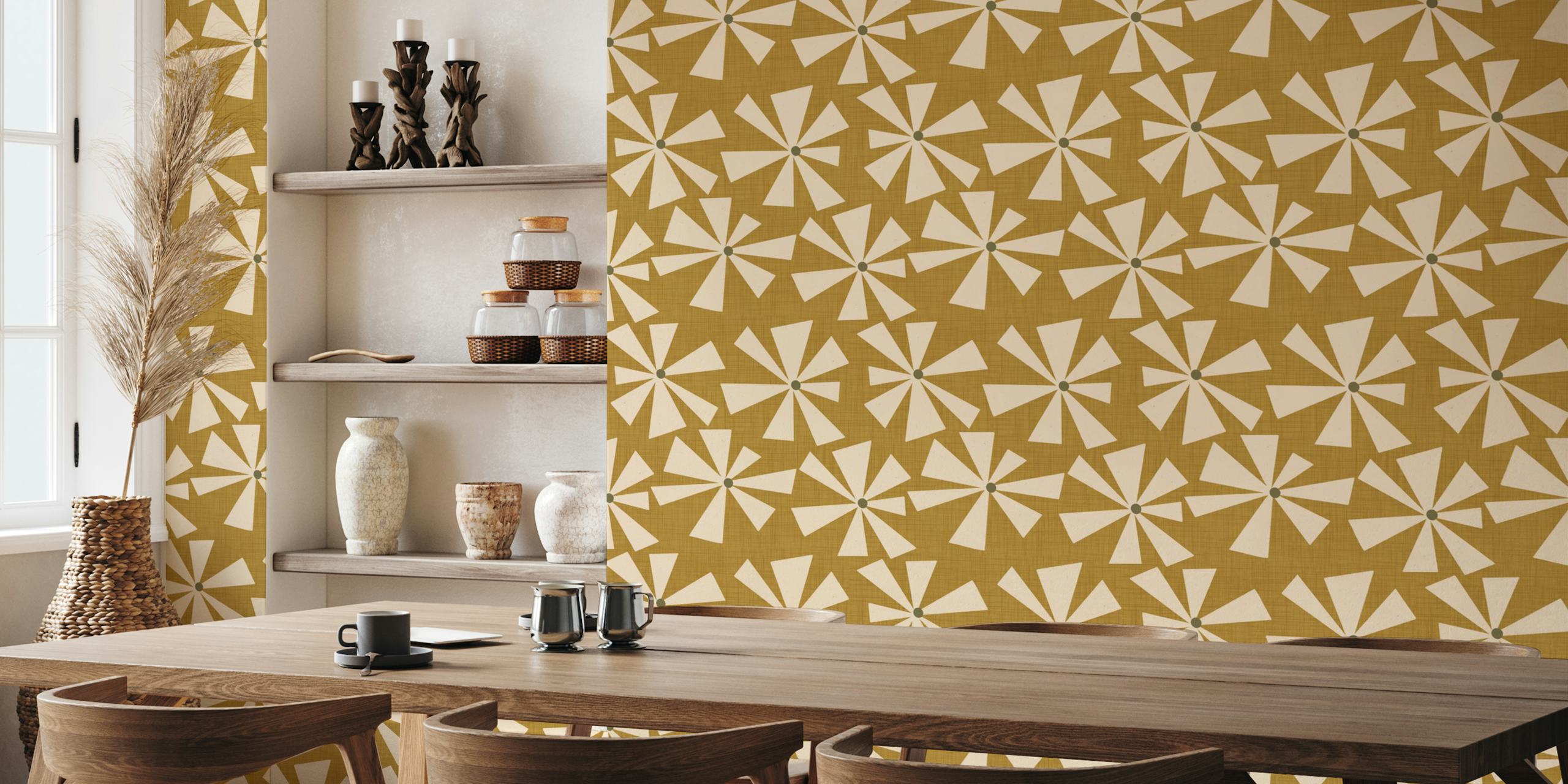Geometric Floral Burst wallpaper in room