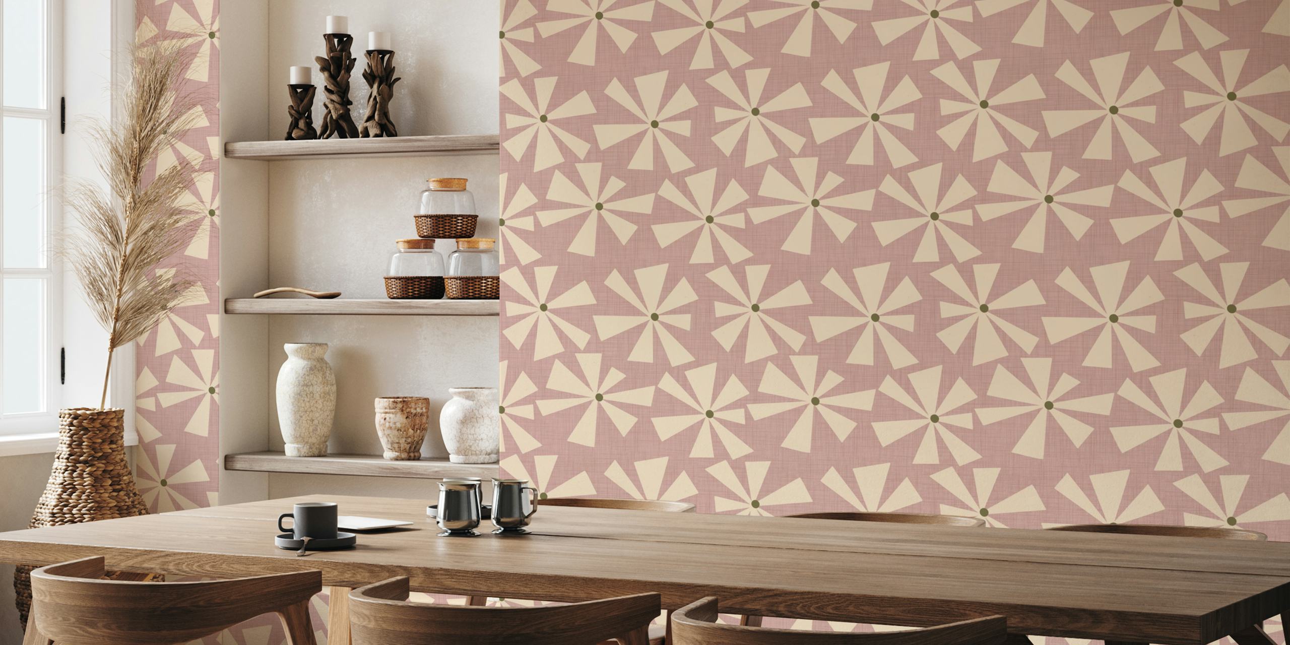 Papier peint Geometric Floral Burst dans une pièce