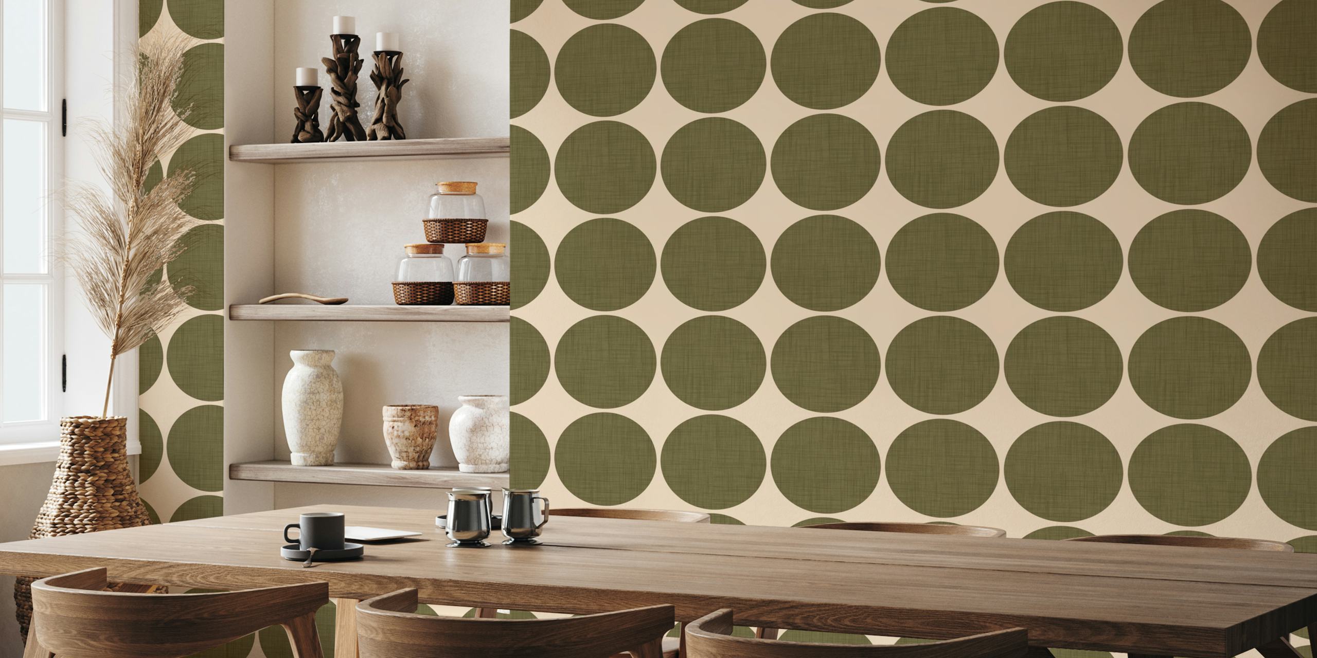 Tapeta Modern Olive Retro Spheres u sobi