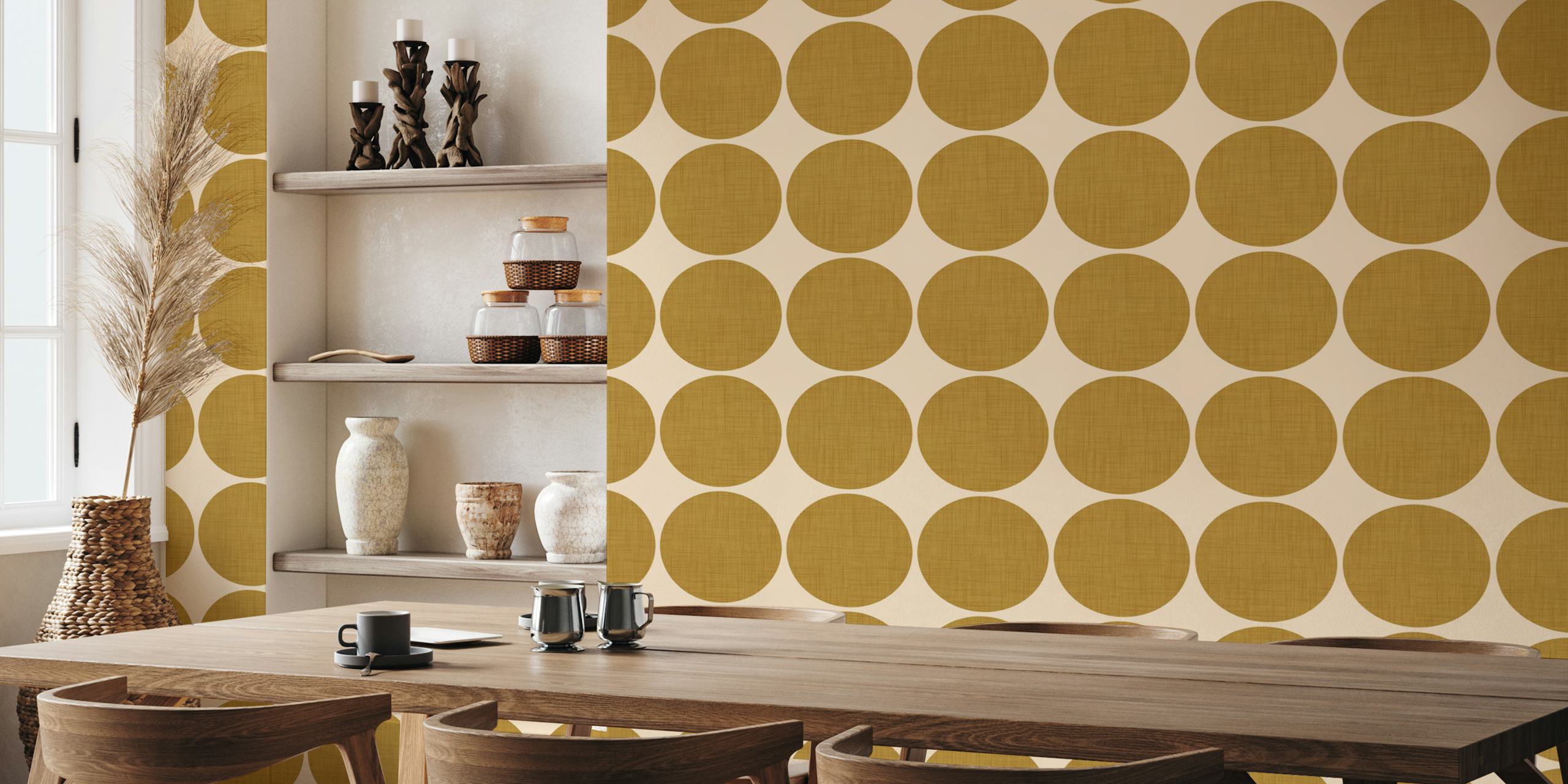 Modern Mustard Retro Spheres tapet i et rum