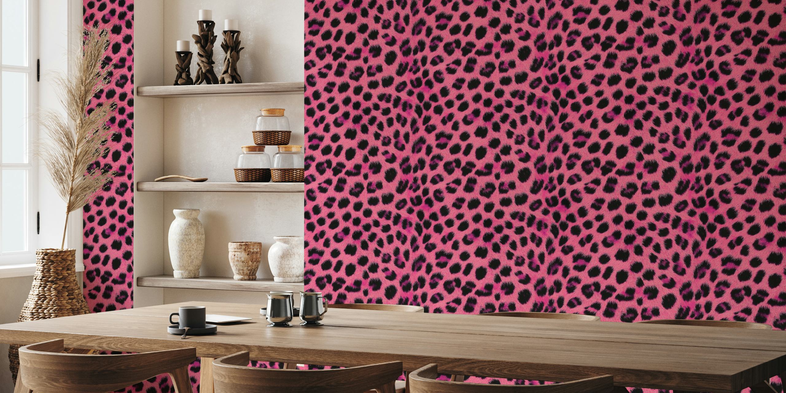 Leopard-Muster in Pink und Schwarz auf tapete