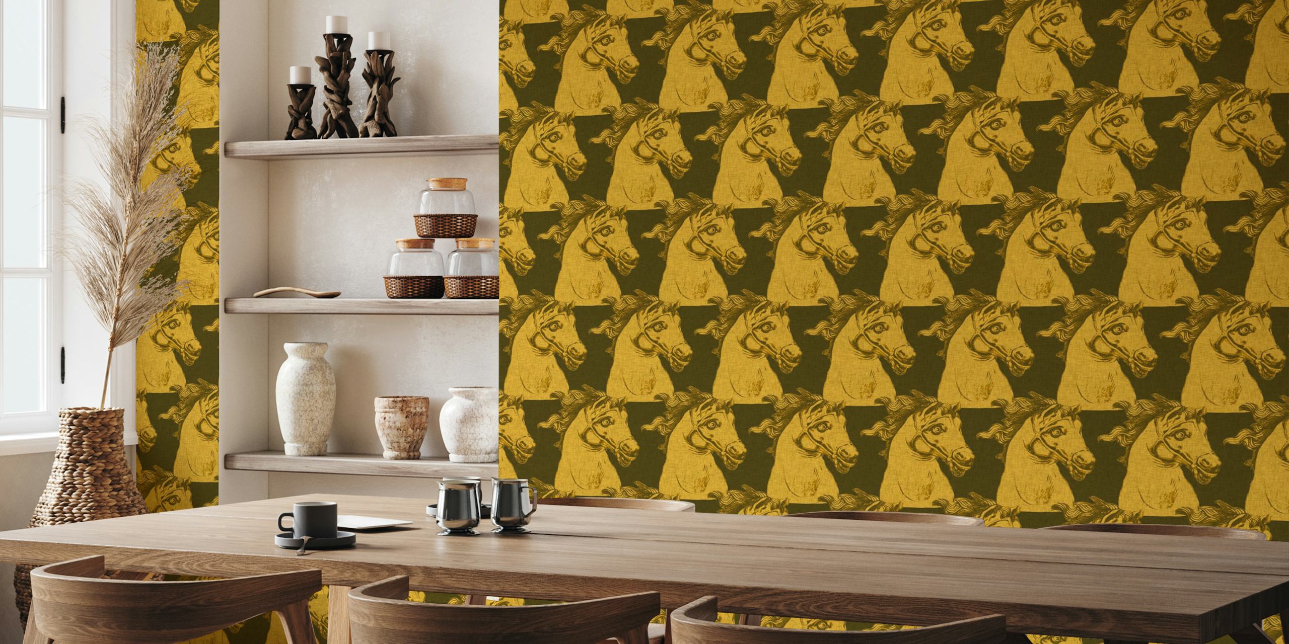 Golden horse portrait tapeta w pokoju