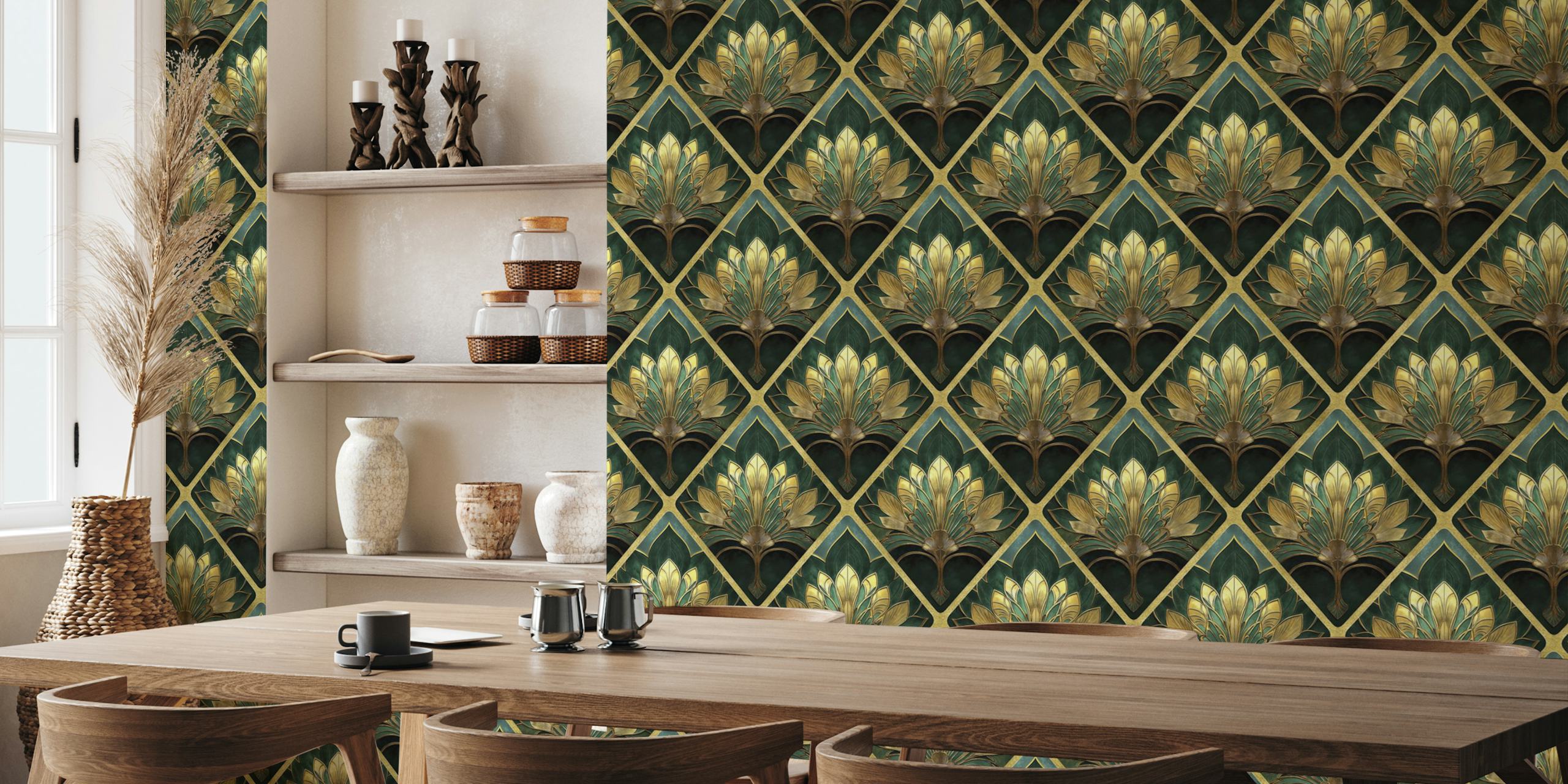 Art Deco Flora Grace wallpaper in a room