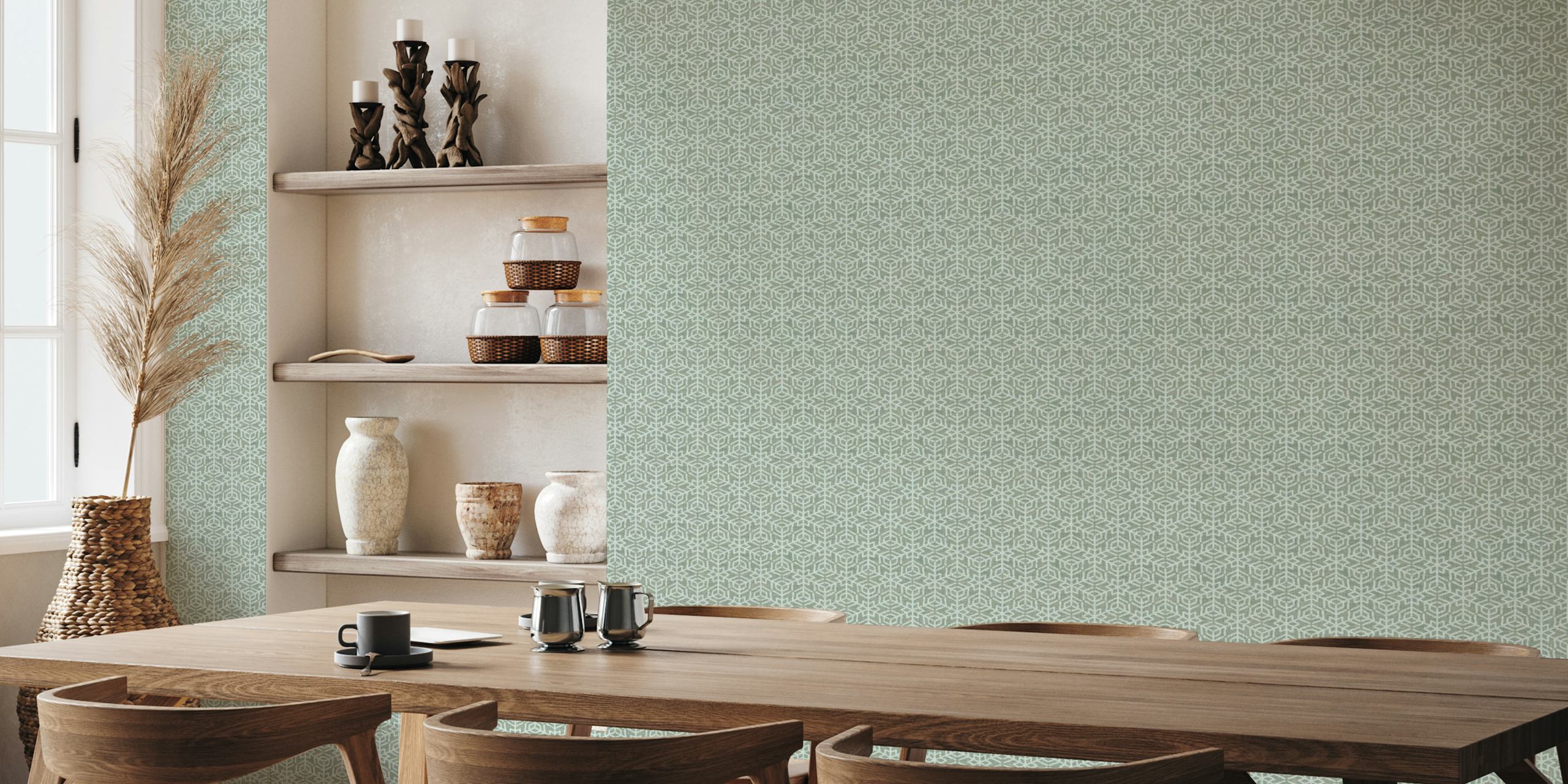 Geometric snow flakes wallpaper i et rom